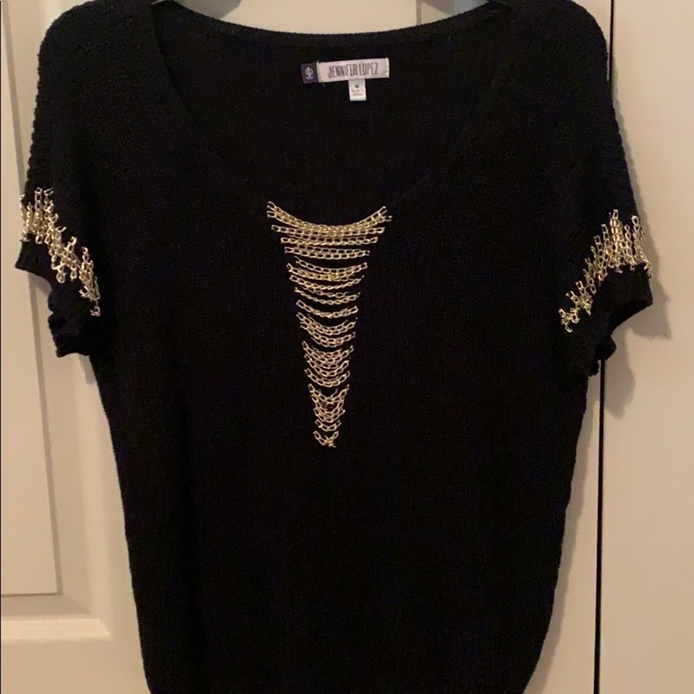 Jennifer Lopez Chain short sleeve sweater